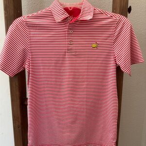 Masters Kids-youth Medium Red and White Striped Polo Shirt